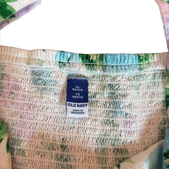 Old Navy Fit & Flare Linen Blend Midi Dress Smocked Floral Womens XL Petite - Picture 6 of 9